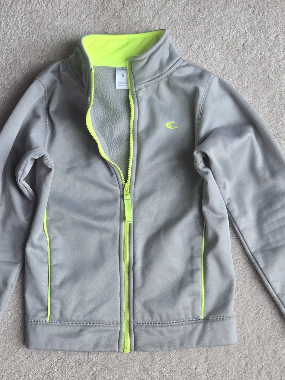 Children's Grey Jacket with Neon Yellow Trim - Carter's